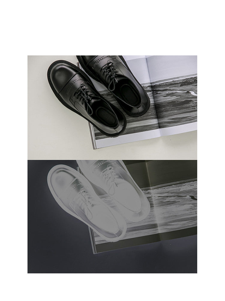 Casual Black Thick-heeled Shoes With Thick Soles And Big Toe Straps
