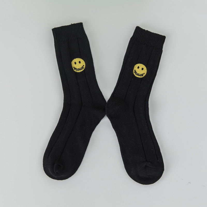 Domestic Plusox stockings Smile embroidery smiley Men And Women The Same Thick Thread SocksFemale Winter Pile Of Socks