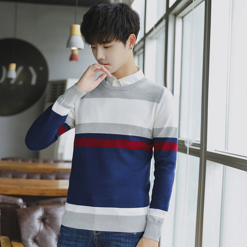 Casual Round Neck Pullover Sweater Sweater Men's Base Coat