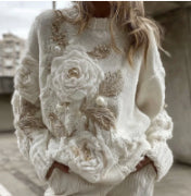 Womens Crew-neck Sweater New Autumnwinter Vintage Style