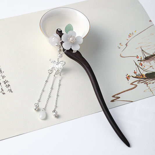 Antique Hair Ornaments Small Fresh Retro Wood Hairpin Classical Court Step Shake Chinese Style Hanfu