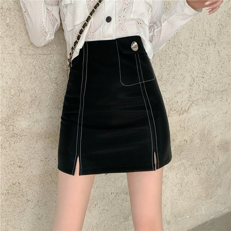 Line Skirt Is Thinner, Buttocks Slit Short Skirt Women