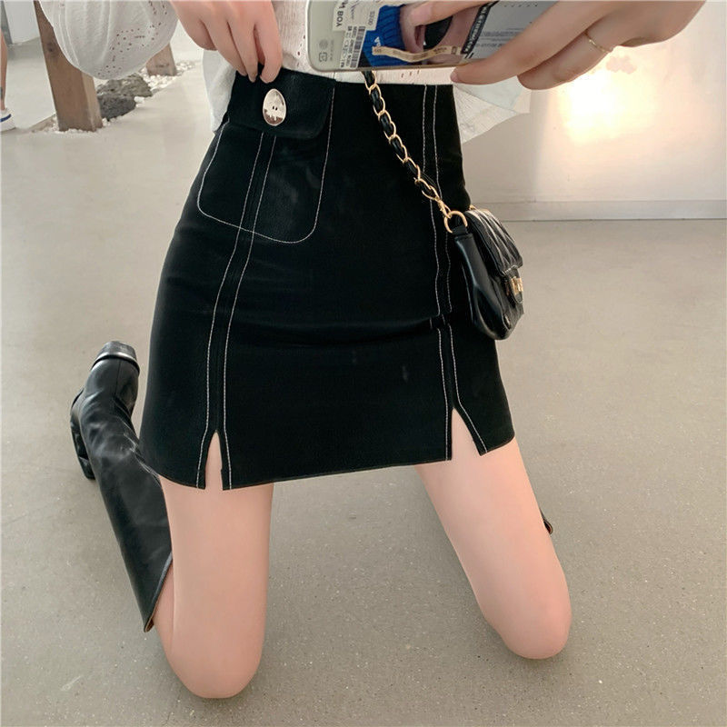 Line Skirt Is Thinner, Buttocks Slit Short Skirt Women