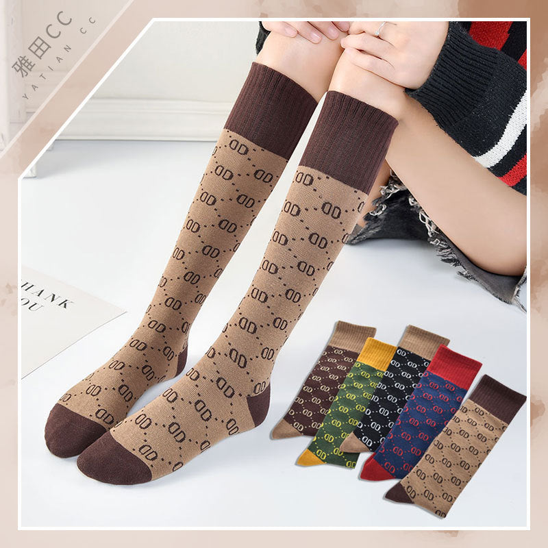 Korean Net red Letters Knee-length Autumn And Winter Calf Pile Pile Socks