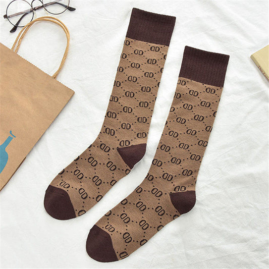 Korean Net red Letters Knee-length Autumn And Winter Calf Pile Pile Socks
