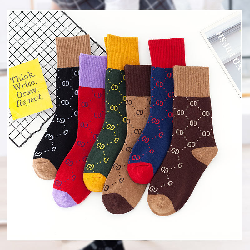 Korean Net red Letters Knee-length Autumn And Winter Calf Pile Pile Socks