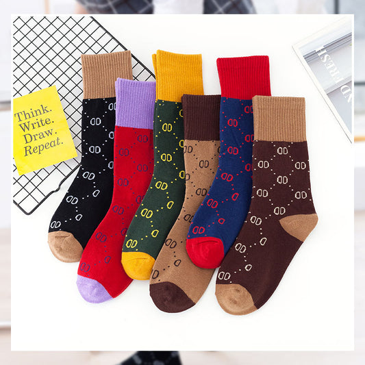 Korean Net red Letters Knee-length Autumn And Winter Calf Pile Pile Socks