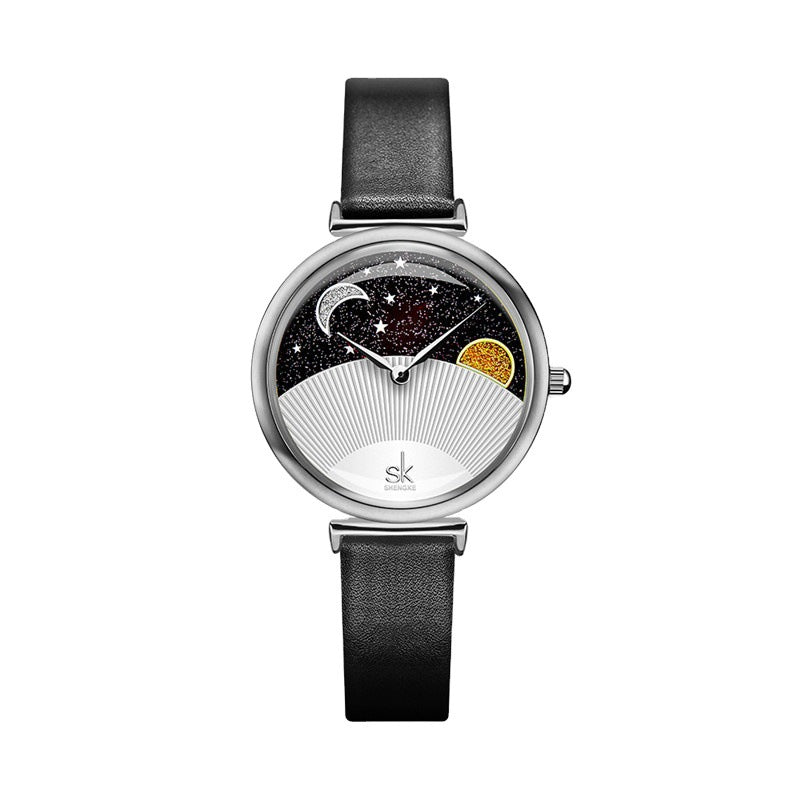 Sun And Moon Star Aurora Borealis Quartz Watch