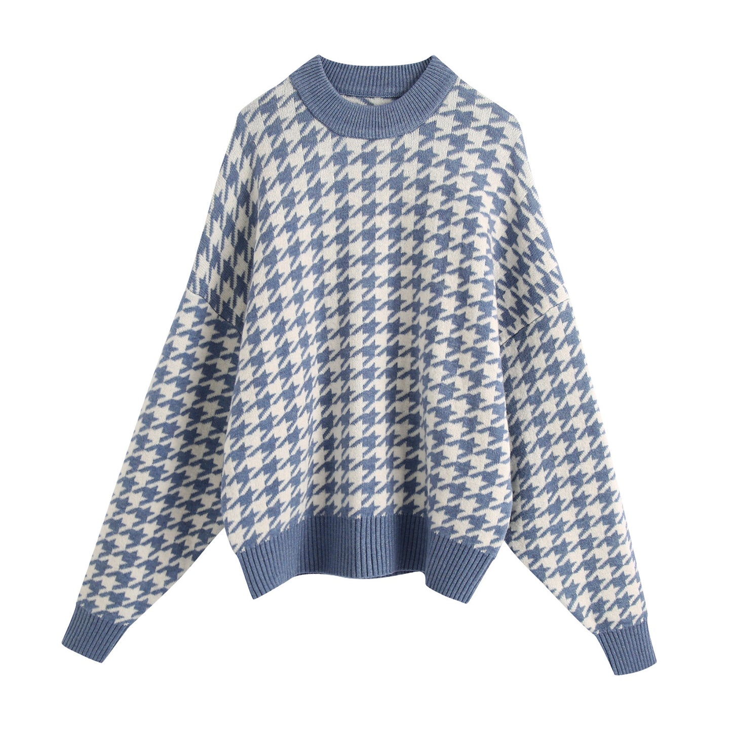 Knitted Top Houndstooth Knitted Sweater