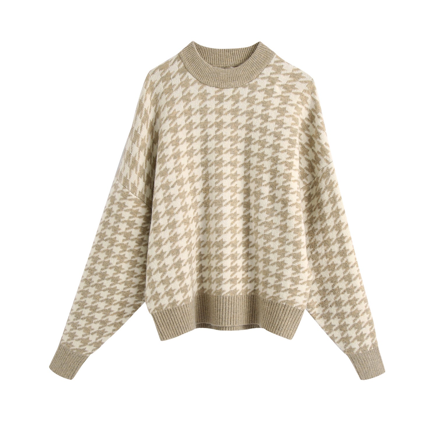Knitted Top Houndstooth Knitted Sweater