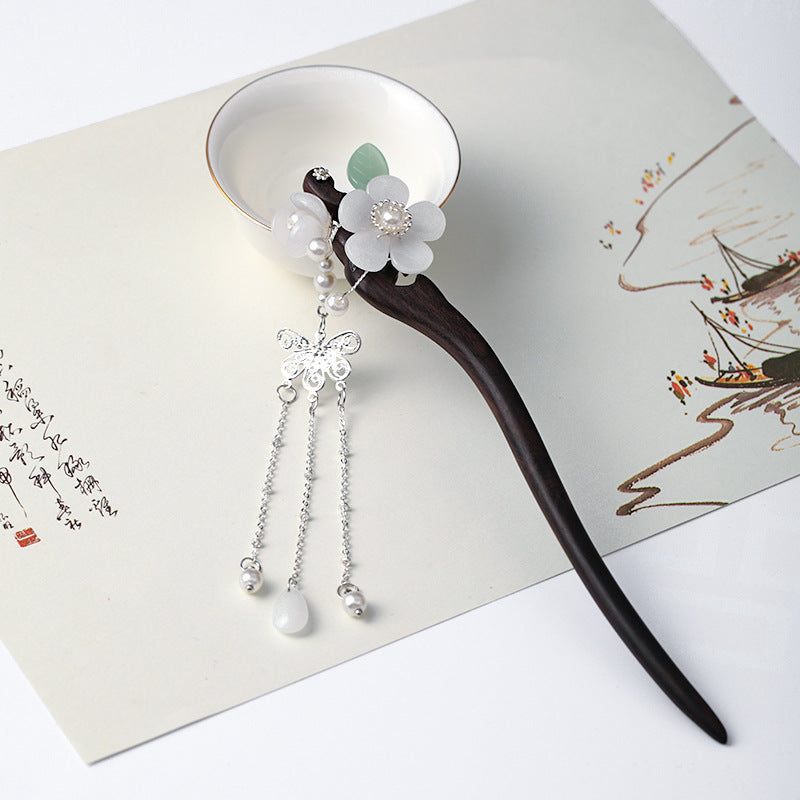 Antique Hair Ornaments Small Fresh Retro Wood Hairpin Classical Court Step Shake Chinese Style Hanfu