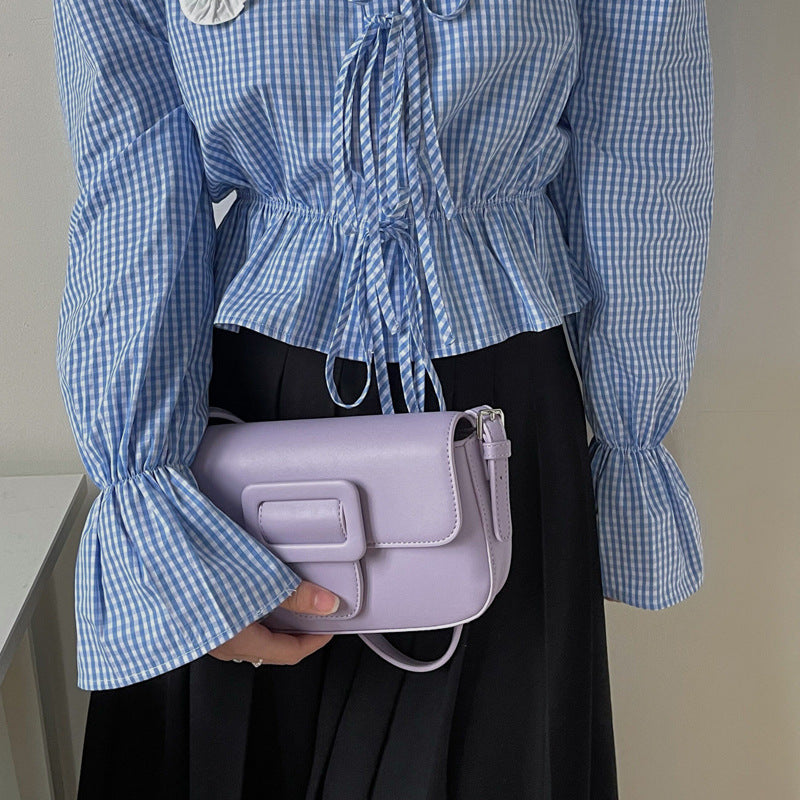 Polly Bag Female Solid Color Underarm Bag Retro Single Shoulder Baguette