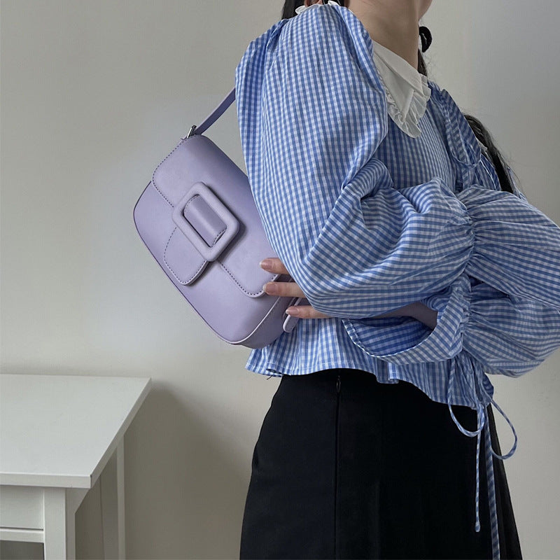 Polly Bag Female Solid Color Underarm Bag Retro Single Shoulder Baguette
