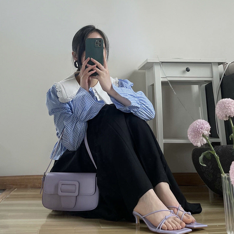 Polly Bag Female Solid Color Underarm Bag Retro Single Shoulder Baguette