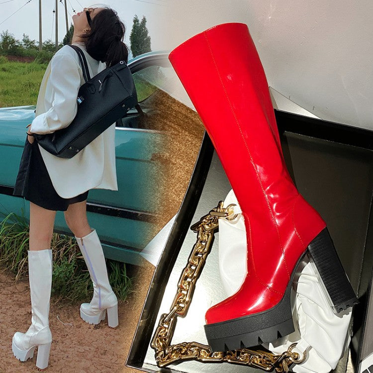 Round Head Thin Thick Heel Boots Winter