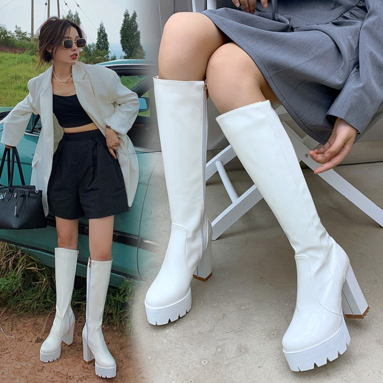 Round Head Thin Thick Heel Boots Winter