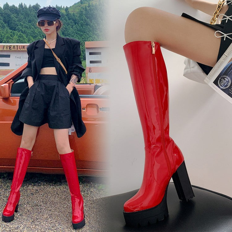 Round Head Thin Thick Heel Boots Winter