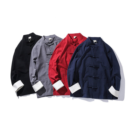 Retro Buttoned Long-sleeved Shirt