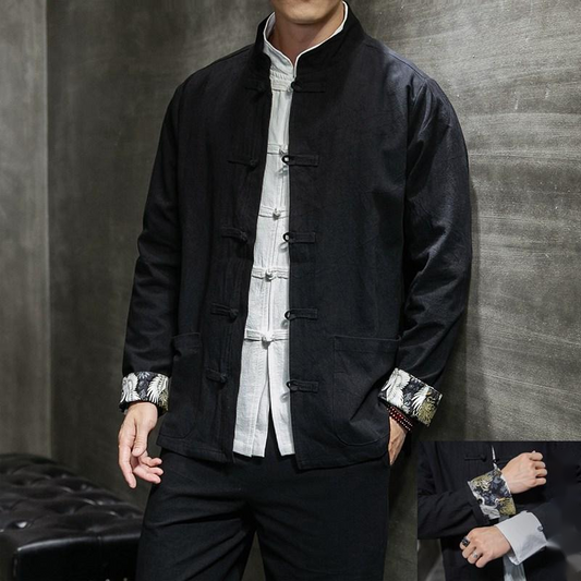 Retro Button Embroidered Cotton and Linen Plus Size Jacket