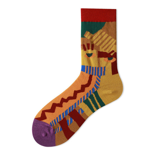 Socks Female Mid-tube Color Matching Personality Cotton Socks Hip Hop