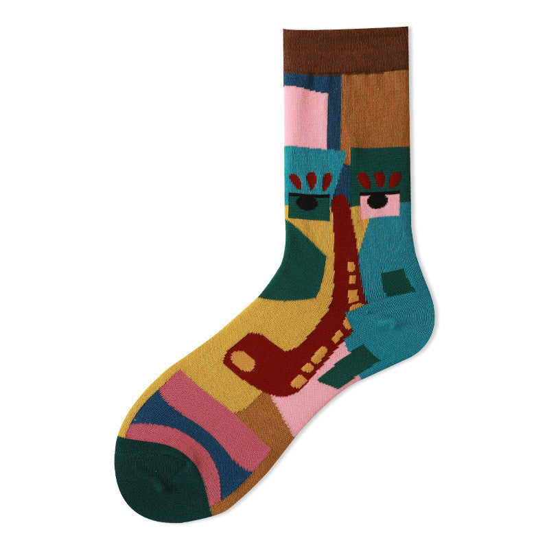 Socks Female Mid-tube Color Matching Personality Cotton Socks Hip Hop
