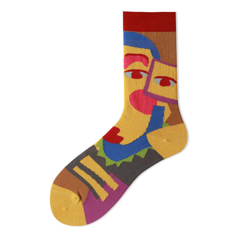 Socks Female Mid-tube Color Matching Personality Cotton Socks Hip Hop