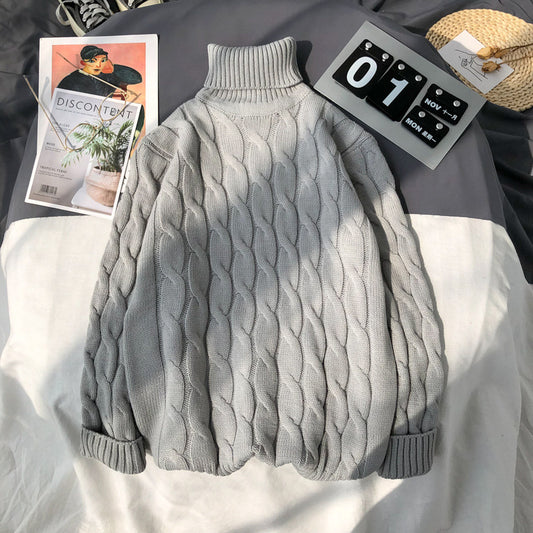 Ensfarvet rullekrave-pullover i plus-size