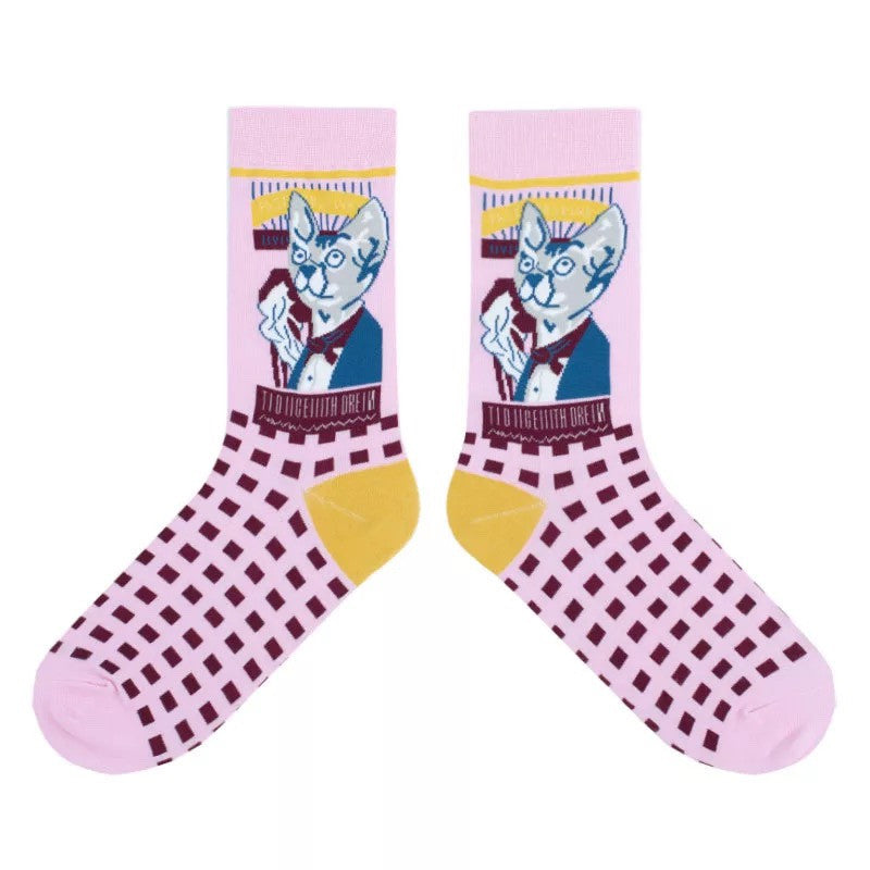 Sweet Cute Cartoon Socks Ladies Mid-tube Men's And Women's Trendy Socks