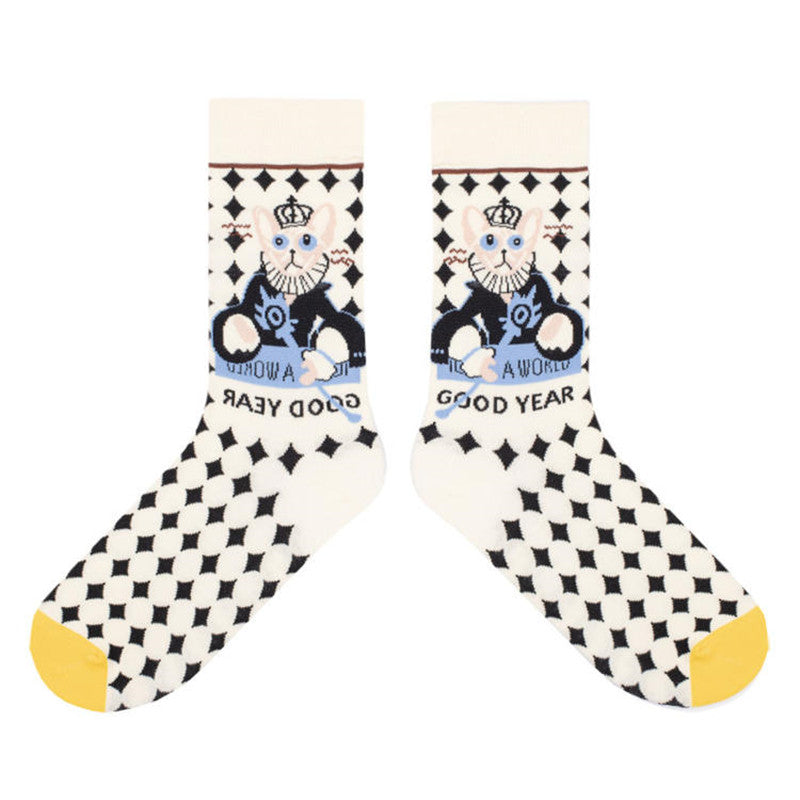 Sweet Cute Cartoon Socks Ladies Mid-tube Men's And Women's Trendy Socks