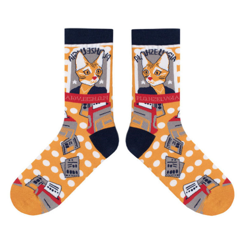 Sweet Cute Cartoon Socks Ladies Mid-tube Men's And Women's Trendy Socks