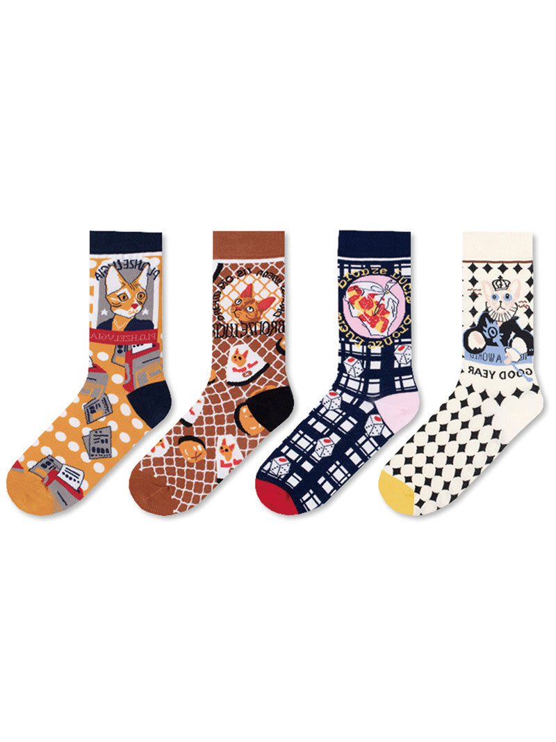Sweet Cute Cartoon Socks Ladies Mid-tube Men's And Women's Trendy Socks