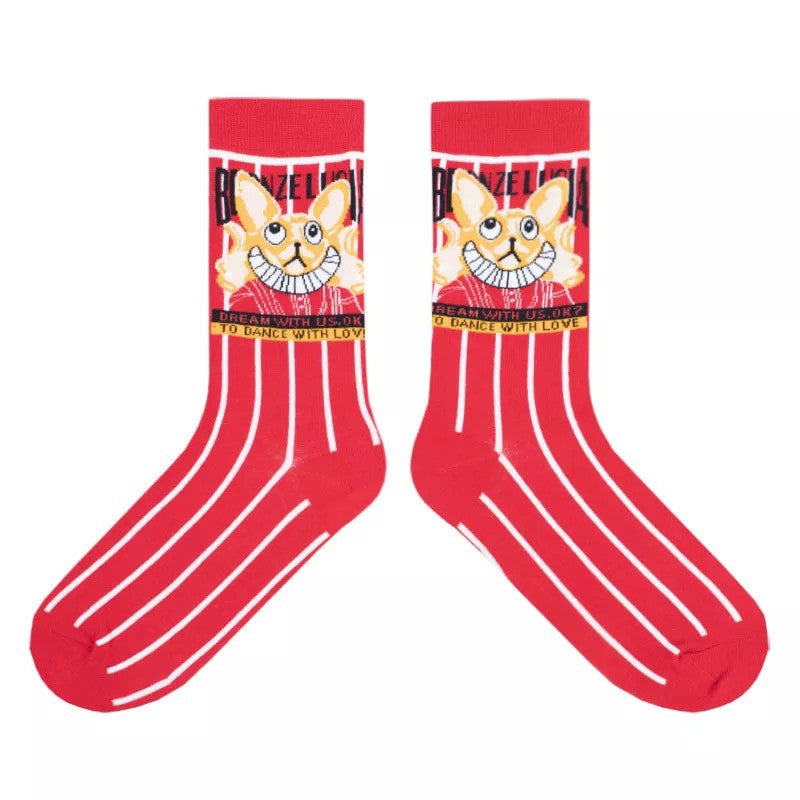 Sweet Cute Cartoon Socks Ladies Mid-tube Men's And Women's Trendy Socks