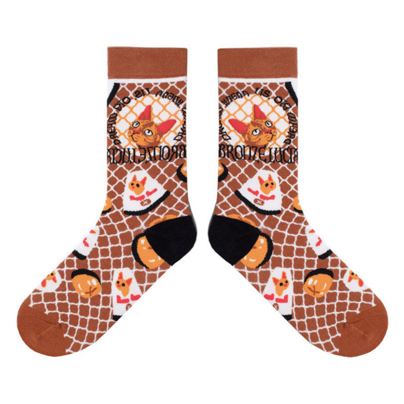 Sweet Cute Cartoon Socks Ladies Mid-tube Men's And Women's Trendy Socks