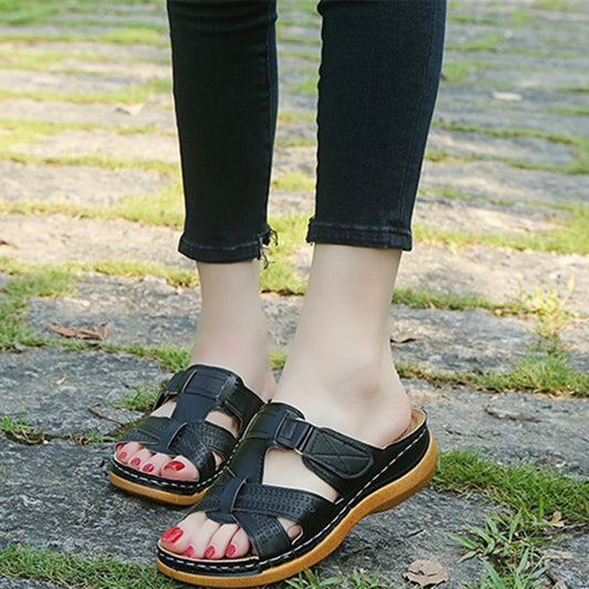 New Solid Color Platform Cross Towing Ladies Shoes Sandals