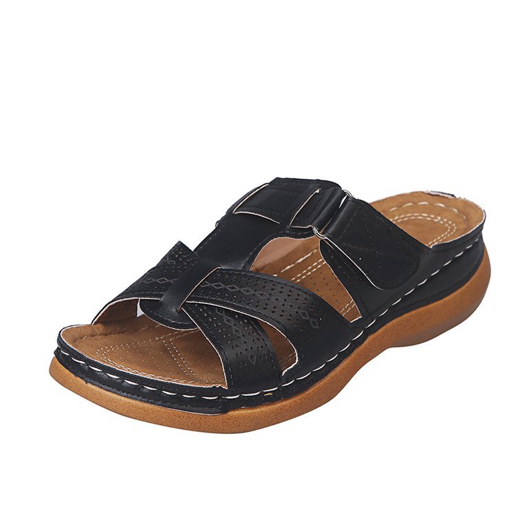 New Solid Color Platform Cross Towing Ladies Shoes Sandals