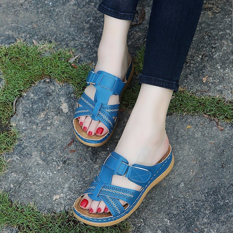 New Solid Color Platform Cross Towing Ladies Shoes Sandals