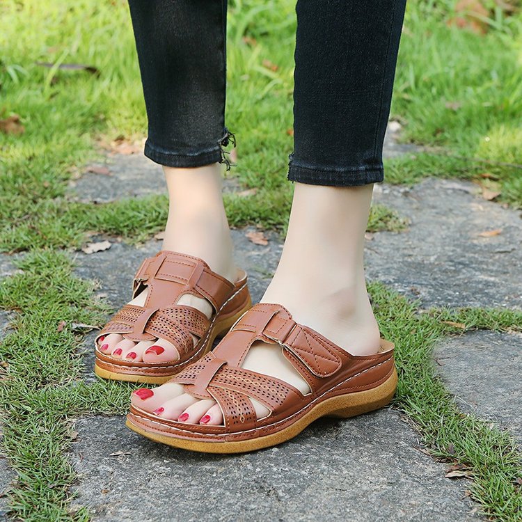New Solid Color Platform Cross Towing Ladies Shoes Sandals