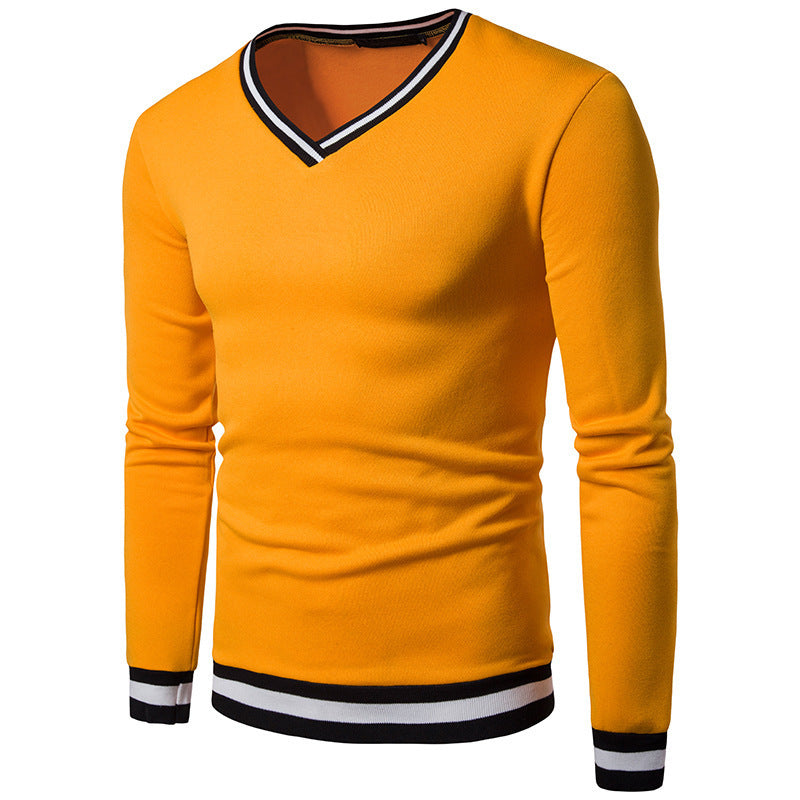Men's Spring And Autumn Black And White Color Matching Luokou Casual Sweater