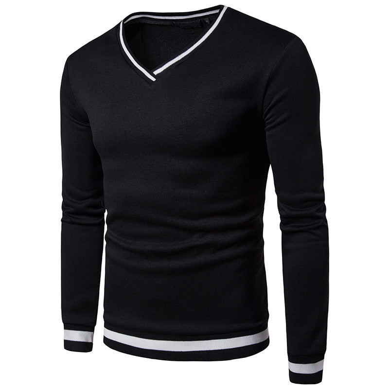 Men's Spring And Autumn Black And White Color Matching Luokou Casual Sweater