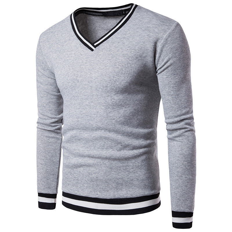 Men's Spring And Autumn Black And White Color Matching Luokou Casual Sweater