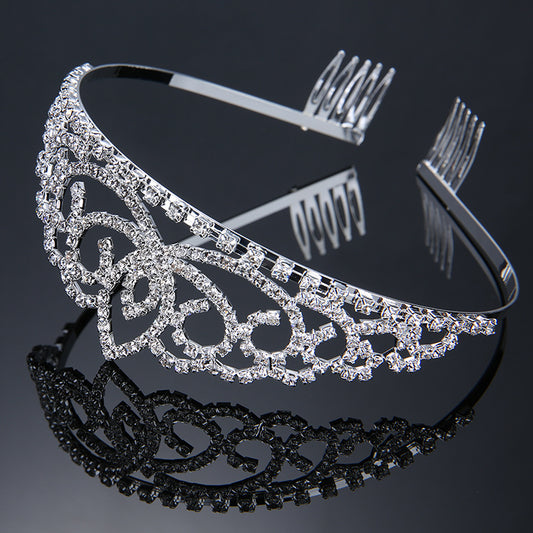 Royal Crystal Tiara Crowns Hair Jewelry Wedding Pageant Bridal Princess Headband Gift, Gold