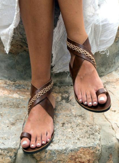 Color Block Toe Cross Strap Casual Sandals