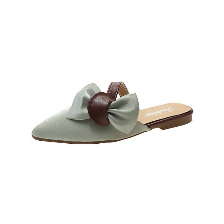 Spring New Women'S Korean Style Pointed Flat Bottom Women'S Half Slippers