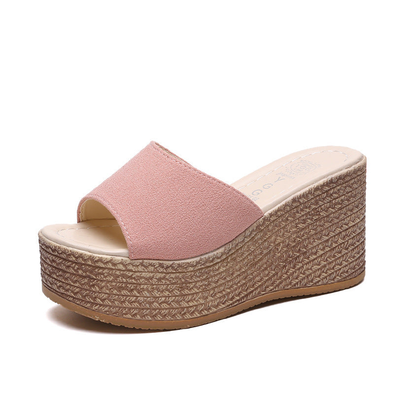 Sponge Cake With Sandals And Slope With Platform Slippers
