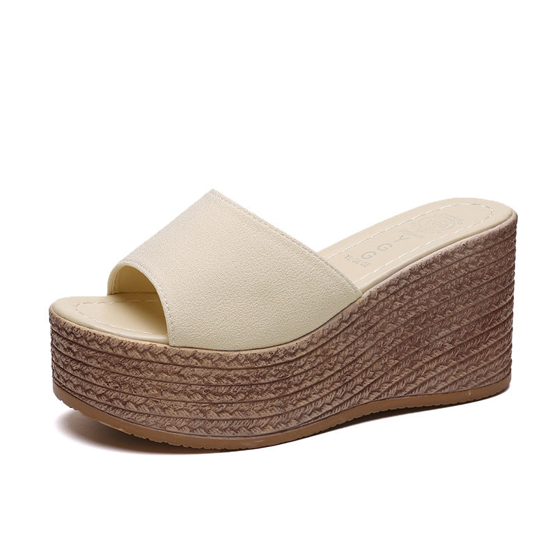 Sponge Cake With Sandals And Slope With Platform Slippers