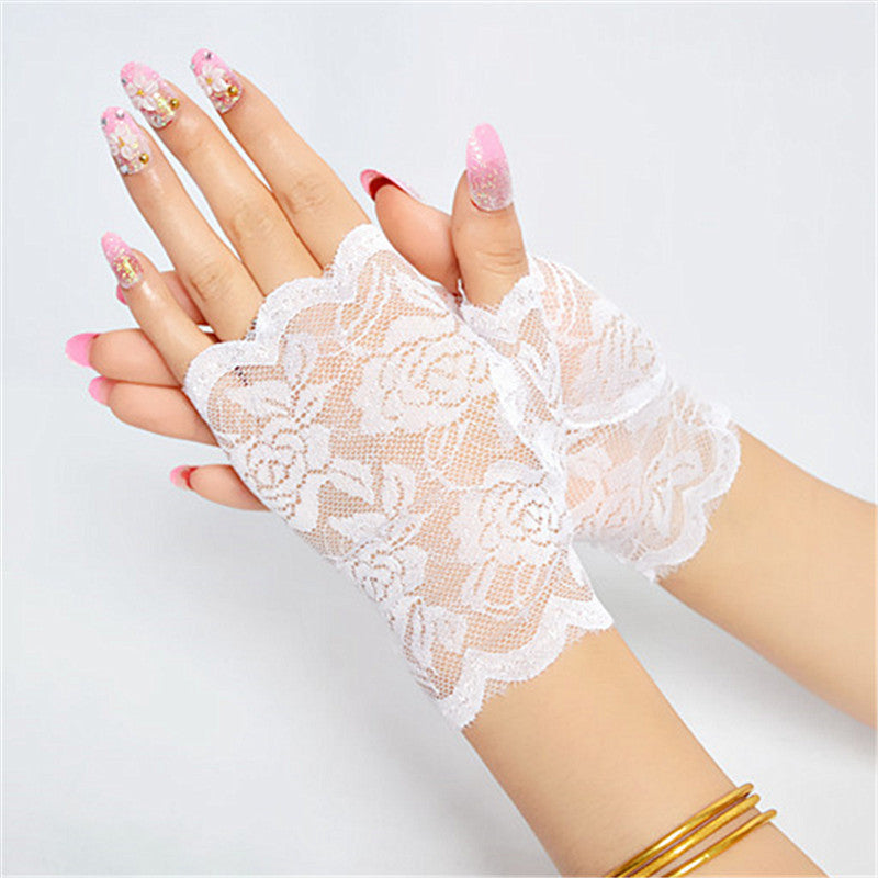Ladies Driving UV Half-finger Scar Cover Gloves