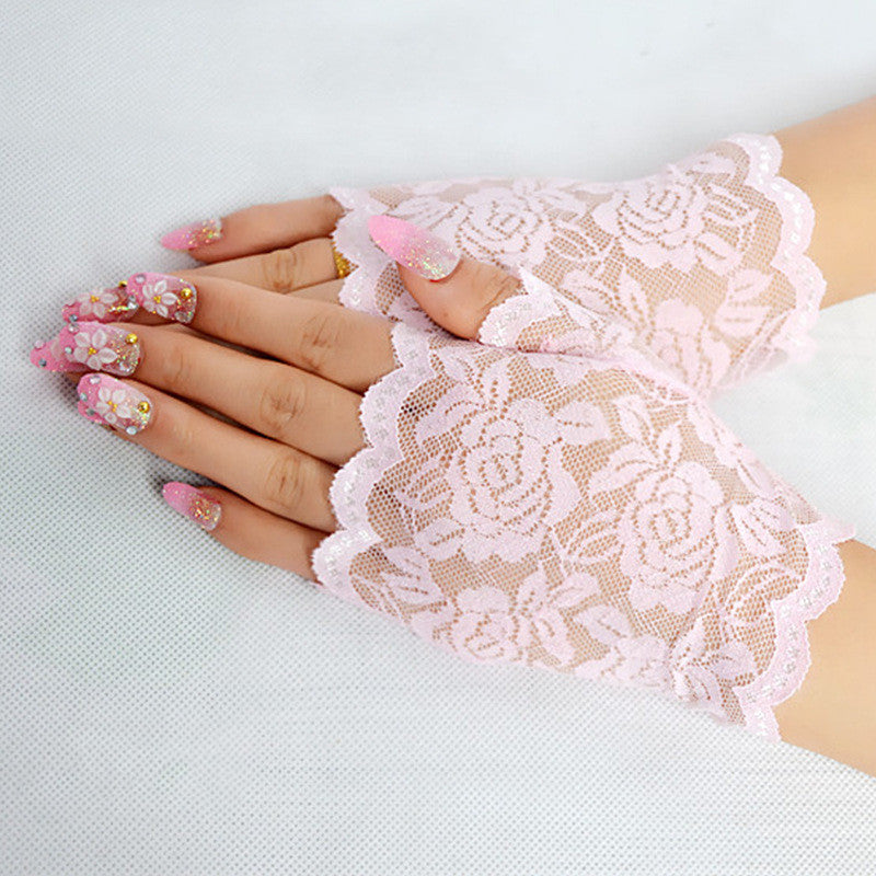Ladies Driving UV Half-finger Scar Cover Gloves