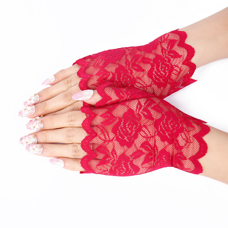 Ladies Driving UV Half-finger Scar Cover Gloves
