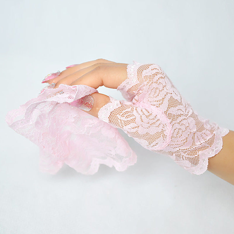 Ladies Driving UV Half-finger Scar Cover Gloves