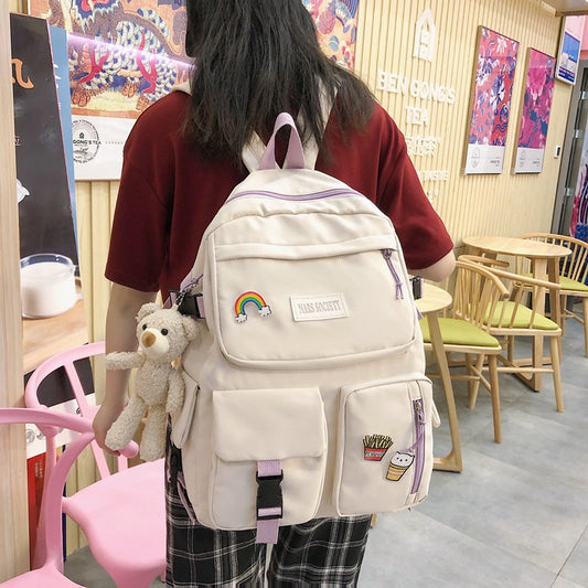 Ins College Style Girl Backpack Japanese Harajuku Vintage Student Schoolbag Female Travel Backpack